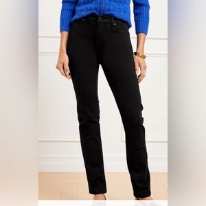 NWT Talbots Jeans Womens Size 4 Black Straight Leg High Waist Slimming $109